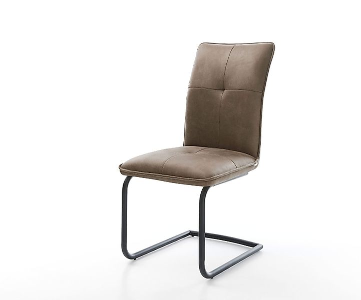 Freischwinger Maddy-Flex Mikrofaser Taupe Vintage Freischwinger rund Schwar günstig online kaufen