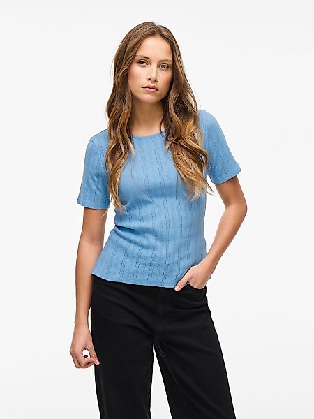 Vila T-Shirt Kurzarm-Strickshirt mit Rundhalsausschnitt und günstig online kaufen