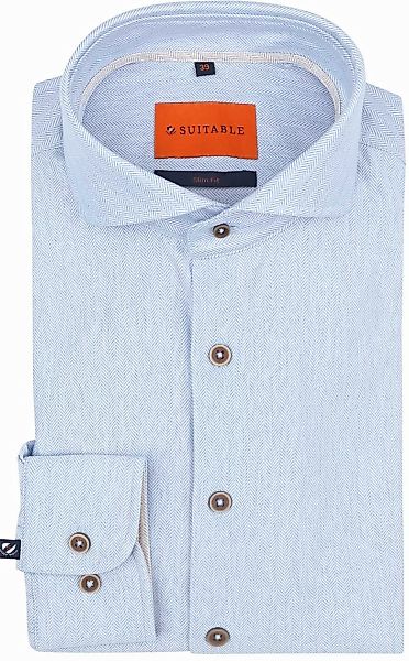 Suitable Herringbone Hemd Dunkelblau - Größe 43 günstig online kaufen