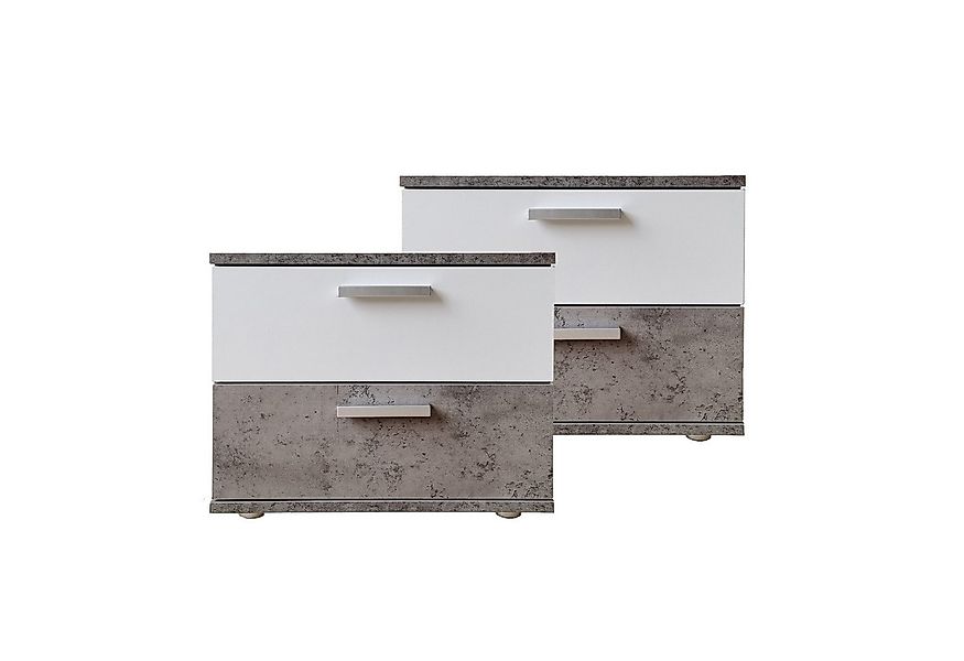 HTI-Living Nachtschrank Nachtschrank 2er Set Beton Weiß Nina (Set, 2-St., 2 günstig online kaufen