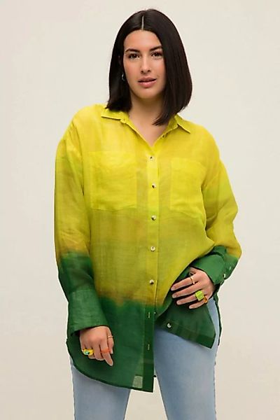 Studio Untold Hemdbluse Hemdbluse oversized Batik-Farbverlauf Hemdkragen günstig online kaufen