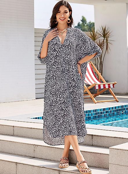 RWEUOQ Strandkleid Maxikleid Strand-Tunika Bikini-Überwurf Beachwear günstig online kaufen