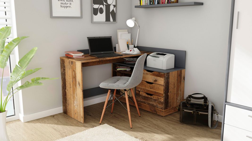 byLIVING Eckschreibtisch "Bern" mit viel Stauraum, Breite 129 cm, rechts od günstig online kaufen