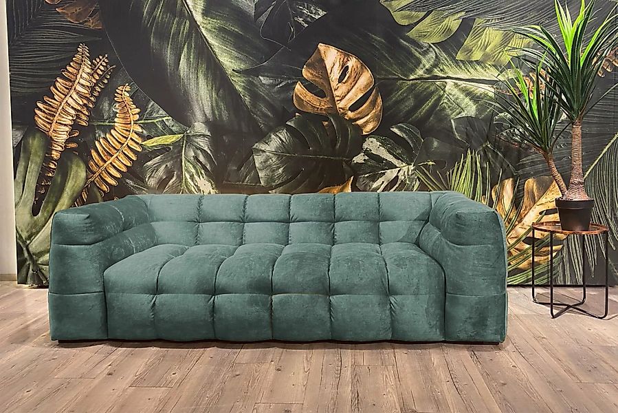 KAWOLA Sofa ROSARIO, Couch Velvet petrol verschiedene Breiten günstig online kaufen