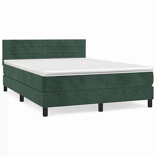 vidaXL Boxspringbett Boxspringbett mit Matratze Dunkelgrün 140x190 cm Samt günstig online kaufen