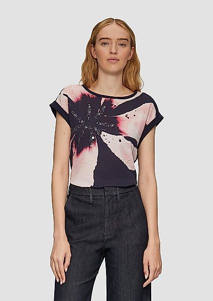 s.Oliver Kurzarmshirt T-Shirt Blusenshirt im Fabricmix mit Pailletten günstig online kaufen