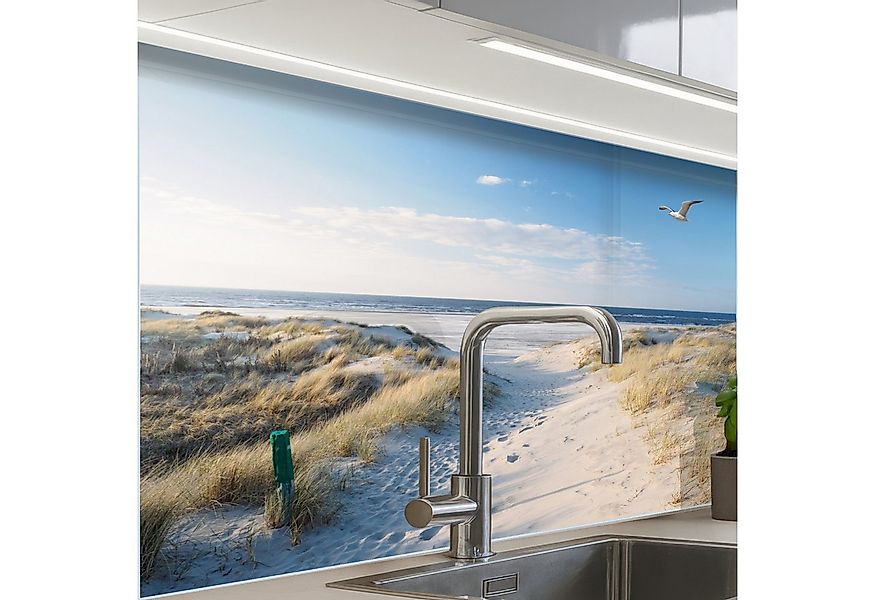 KitchenYeah Küchenrückwand selbstklebend Düne - Möwe - Strand - Meer - Sonn günstig online kaufen