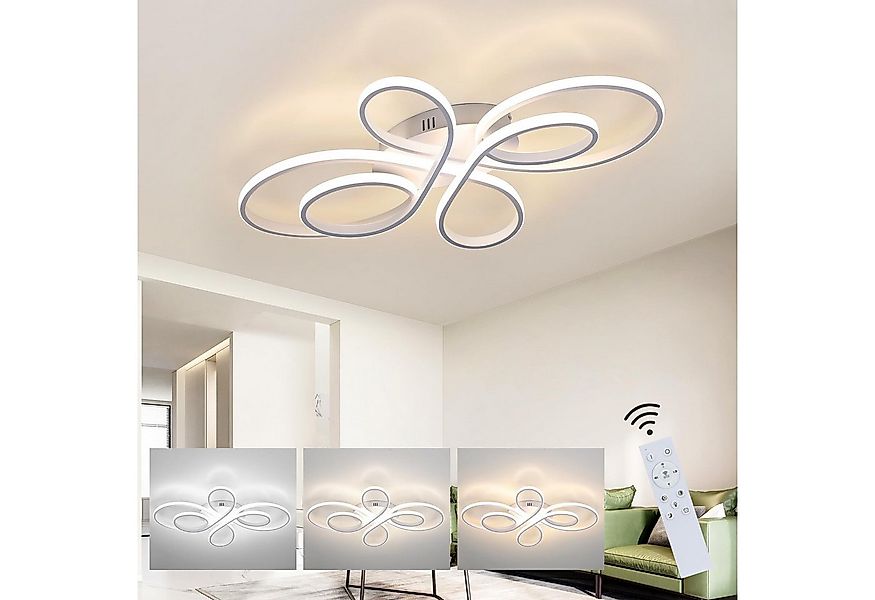 Nettlife LED Deckenleuchte Modern Schwarz Dimmbar Wohnzimmer 65W 40/66/80/1 günstig online kaufen