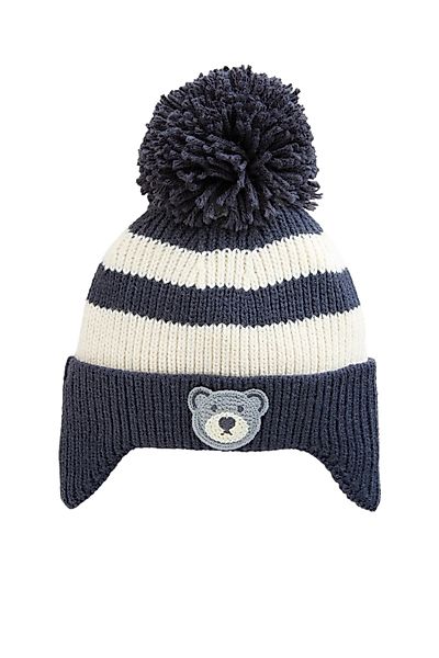 Next Beanie Gestreifte Bommelmütze Bär (1-St) günstig online kaufen