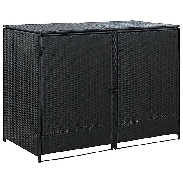 Mülltonnenbox Für 2 Tonnen Poly Rattan Schwarz 148x80x111 Cm günstig online kaufen