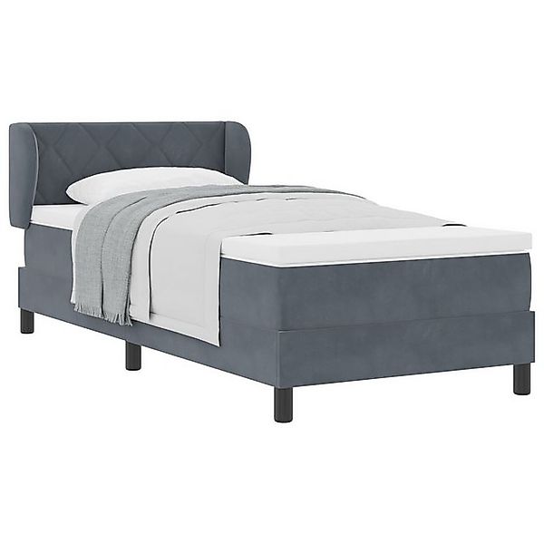 vidaXL Bett Boxspringbett mit Matratze Dunkelgrau 90x200 cm Samt (1-tlg) günstig online kaufen