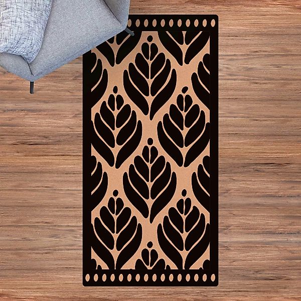 Kork-Teppich Stilisierte Palmenblätter mit Balken günstig online kaufen
