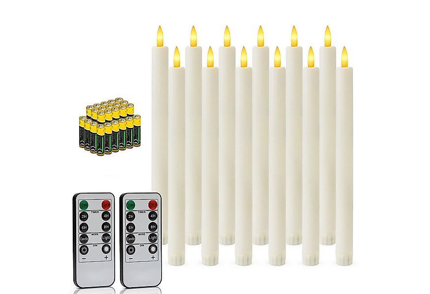 kisidus LED-Kerze LED Stabkerzen mit Timerfunktion 12 Stück (flackernde Fla günstig online kaufen