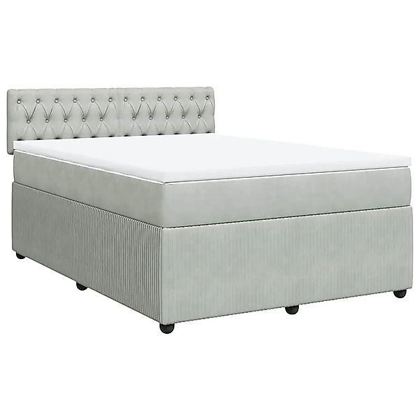 vidaXL Boxspringbett mit Matratze Hellgrau 140x190 cm Samt 3287740 günstig online kaufen