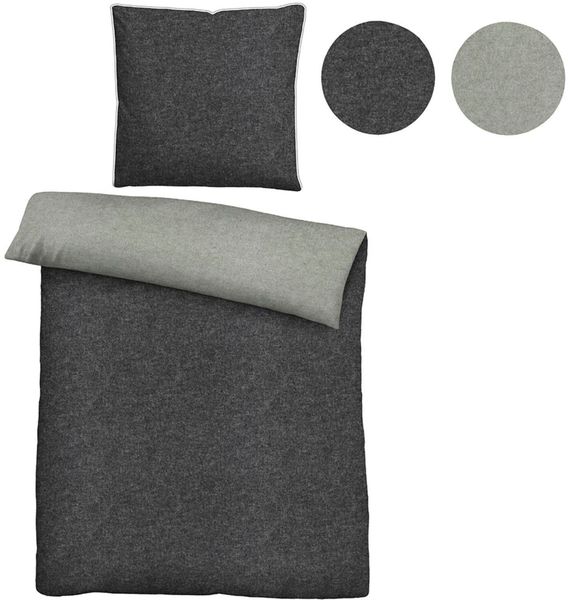 Biberna Wendebettwäsche "Hermal" 3 Stk. tlg. Flanell in Melangeoptik, Winte günstig online kaufen