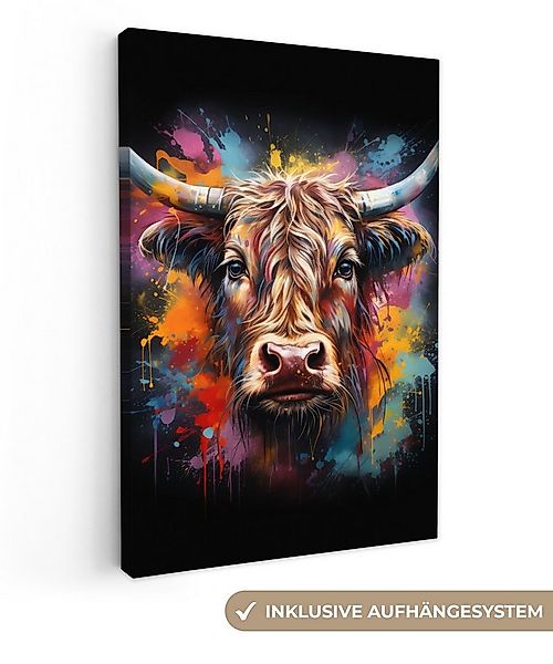 OneMillionCanvasses® Leinwandbild Graffiti - Schottischer Highlander - Schw günstig online kaufen