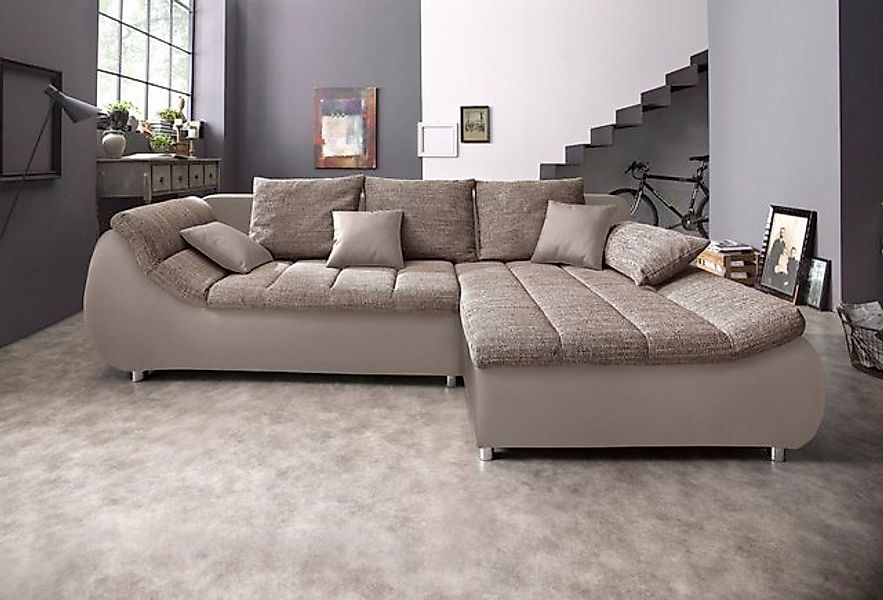 INOSIGN Ecksofa "Imola elegant und bequem, aktuelle Steppung im Sitz, L-For günstig online kaufen