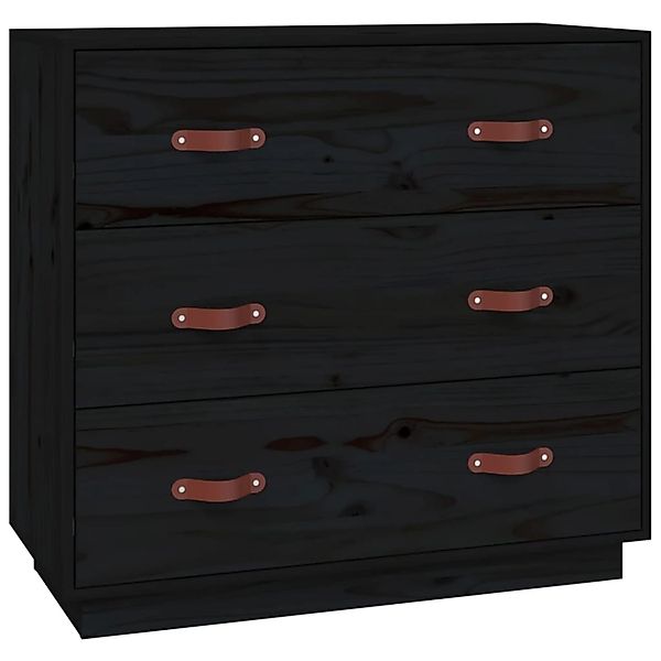 vidaXL Sideboard Schwarz 80x40x75 cm Massivholz Kiefer 820111 günstig online kaufen