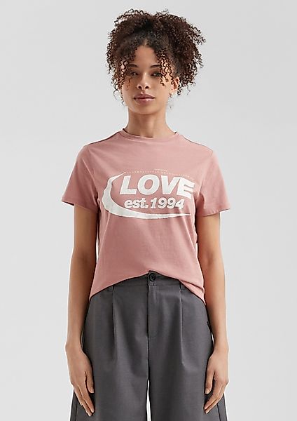 QS Kurzarmshirt Baumwollshirt mit Frontprint günstig online kaufen