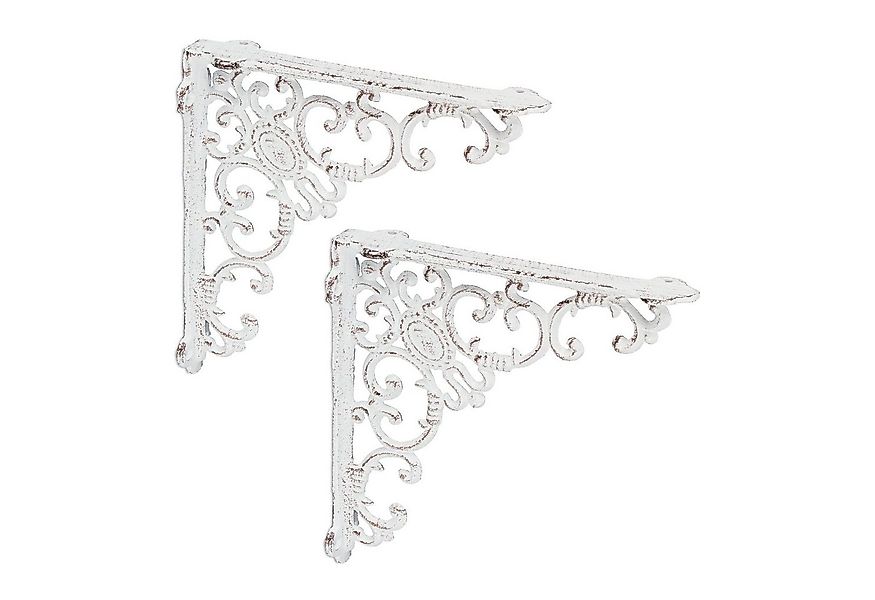 relaxdays Wandregalhalter 2er Set Regalwinkel antik, weiß günstig online kaufen