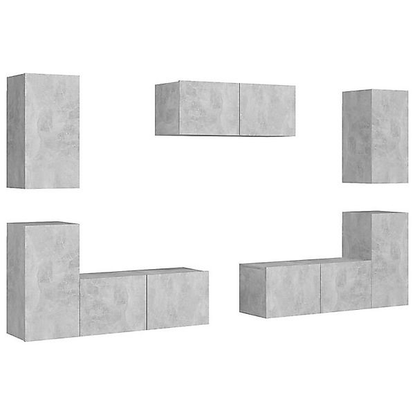 furnicato TV-Schrank 7-tlg. TV-Schrank-Set Betongrau Holzwerkstoff (1-St) günstig online kaufen