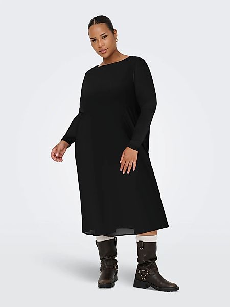 ONLY CARMAKOMA Chiffonkleid "CARFOREST LIFE LS BOATNECK BLK DRESS JRS" Somm günstig online kaufen