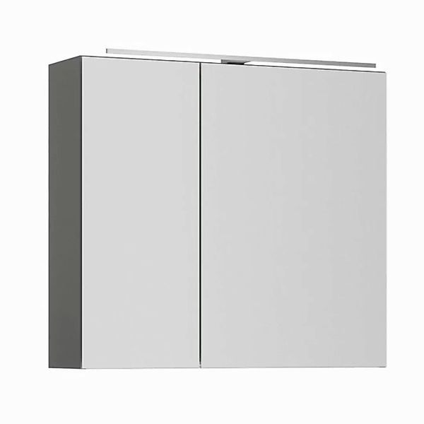 Lomadox Spiegelschrank PALERMO-136-GREY grau 80cm breit mit LED Aufsatzleuc günstig online kaufen