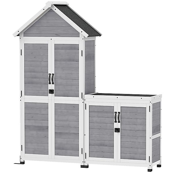 Outsunny Gartenschrank Tannenholz Hellgrau 89L x 51B x 182H cm günstig online kaufen