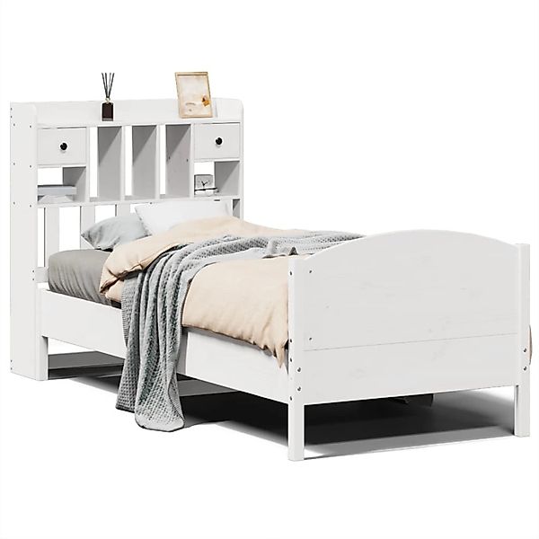 vidaXL Massivholzbett mit Regal ohne Matratze Weiß 90x200 cm Kiefer 3323162 günstig online kaufen