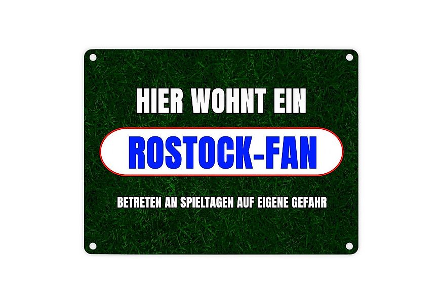 speecheese Metallschild Hier wohnt ein Rostock-Fan Metallschild in 15x20 cm günstig online kaufen
