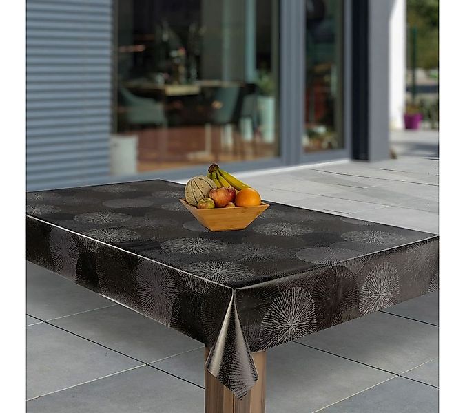 laro Tischdecke Wachstuch-Tischdecken Abwaschbar Feuerwerk Schwarz Grau rec günstig online kaufen
