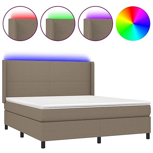 vidaXL Boxspringbett mit Matratze & LED Taupe 180x200 cm Stoff 3138177 günstig online kaufen