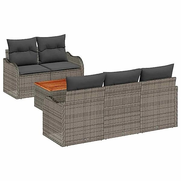 vidaXL Gartensofa-Set mit Speicher 6 Stk Grau Poly-Rattan 3356060 günstig online kaufen