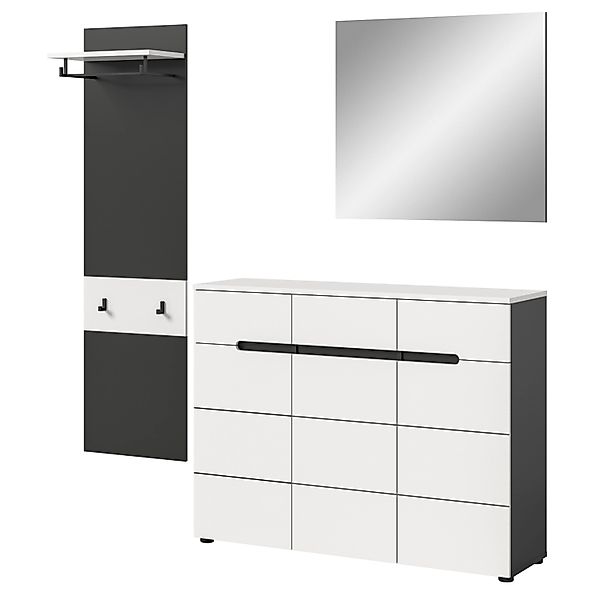Inn.Furn Garderoben-Set 3-teilig in Weiß und Grau 180 cm Cooper günstig online kaufen