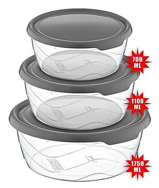 Vorratsdosen 3er Set Rund MICHELINO Transparent / Grau günstig online kaufen