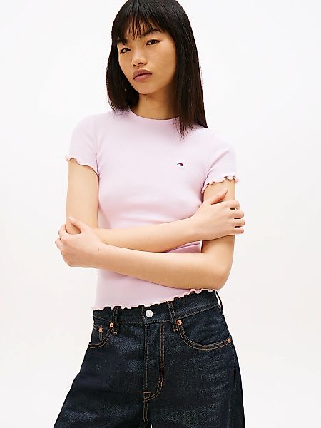 Tommy Jeans T-Shirt "TJW SLIM LETTUCE EDGE RIB SS" mit gerippter Struktur günstig online kaufen