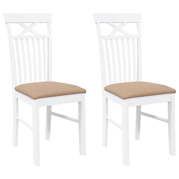 vidaXL Esszimmerstühle mit Kissen 2 Stk Weiß Massivholz Gummibaum 4102416 günstig online kaufen