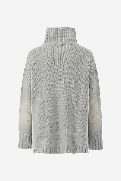 Rollkragenpullover oversized mit Muster an Ärmeln günstig online kaufen