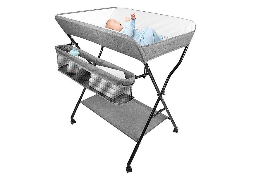 JEOBEST Wickeltisch Klappbare Wickelkommode Reisewickelkommode Mit Rollen, günstig online kaufen