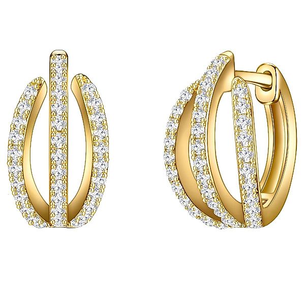 Trilani Paar Creolen gelbgold, mit Zirkonia günstig online kaufen