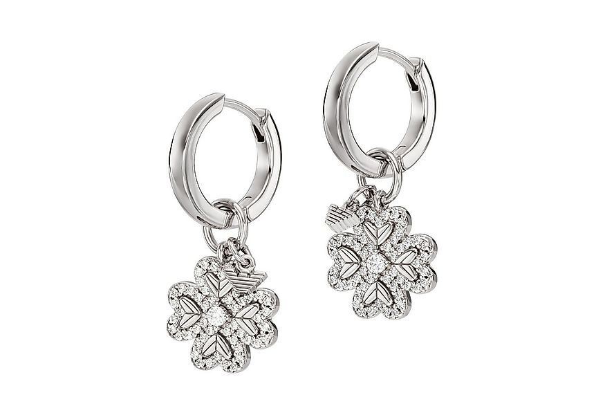 Emporio Armani Paar Creolen Schmuck Geschenk Silber 925 Ohrringe Kleeblatt, günstig online kaufen