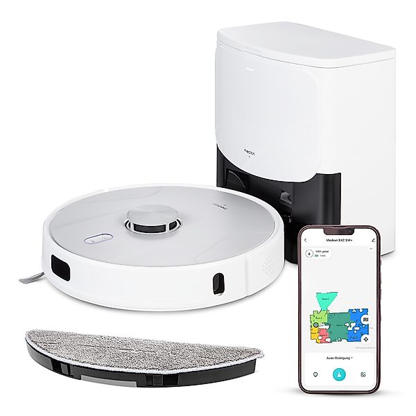 Medion Saugroboter "mit Wischfunktion und Absaugsatation X42 SW+, 240min La günstig online kaufen