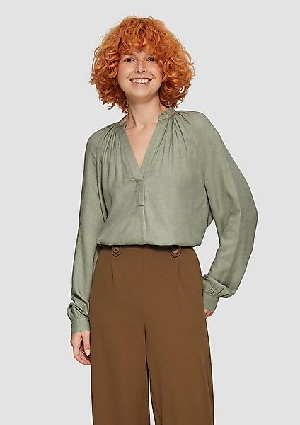 QS Langarmbluse Bluse Melierte Viskosebluse mit Raffung günstig online kaufen