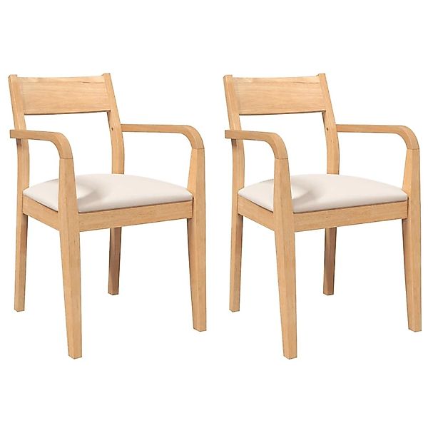 vidaXL Esszimmerstühle mit Kissen 2 Stk Natur Massivholz Gummibaum 4102509 günstig online kaufen