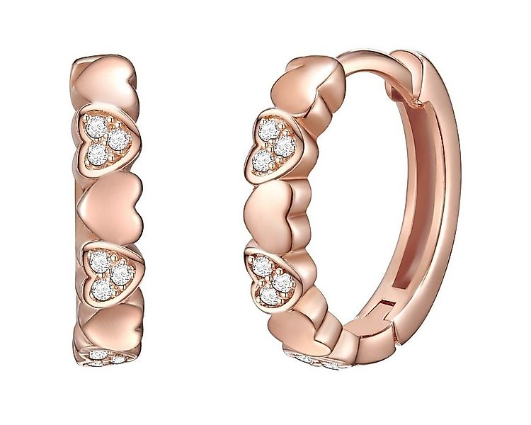Rafaela Donata Paar Creolen Herz roségold, aus Sterling Silber günstig online kaufen