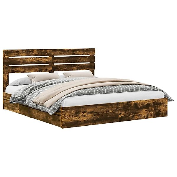 vidaXL Stauraumbett Räuchereiche 180 x 200 cm Holzwerkstoff 3411552 günstig online kaufen