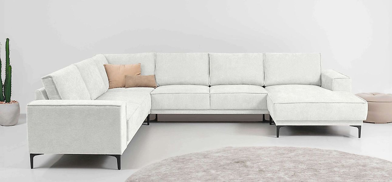 Places of Style Wohnlandschaft "XXL Sofa Oland, Struktur, Flachgewebe, Luxu günstig online kaufen