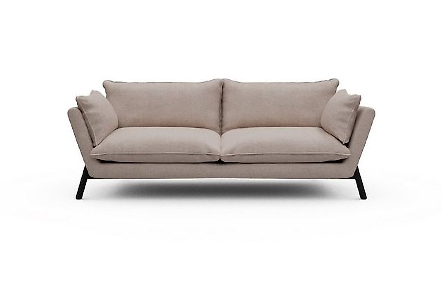 moebelfaktor Sofa Emil PREMIUM 3-Sitzer Beinfarbe Eiche Schwarz, schräg ges günstig online kaufen
