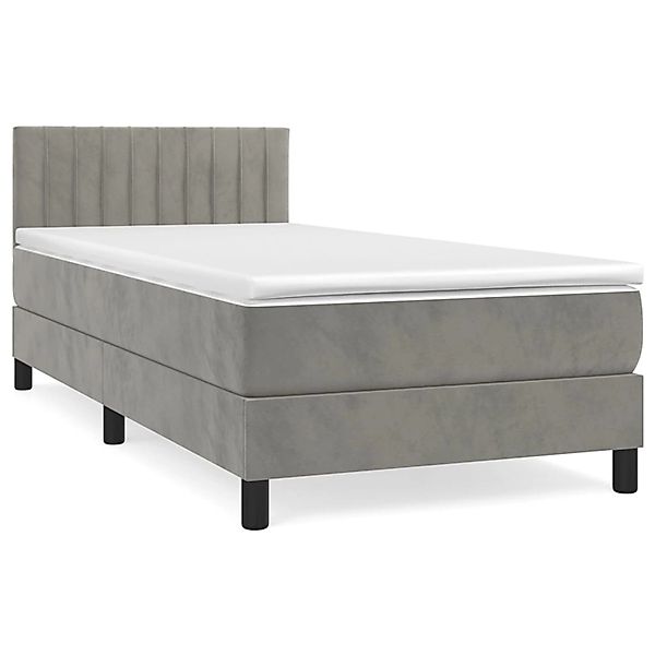 vidaXL Boxspringbett Boxspringbett mit Matratze Hellgrau 90x200 cm Samt Bet günstig online kaufen