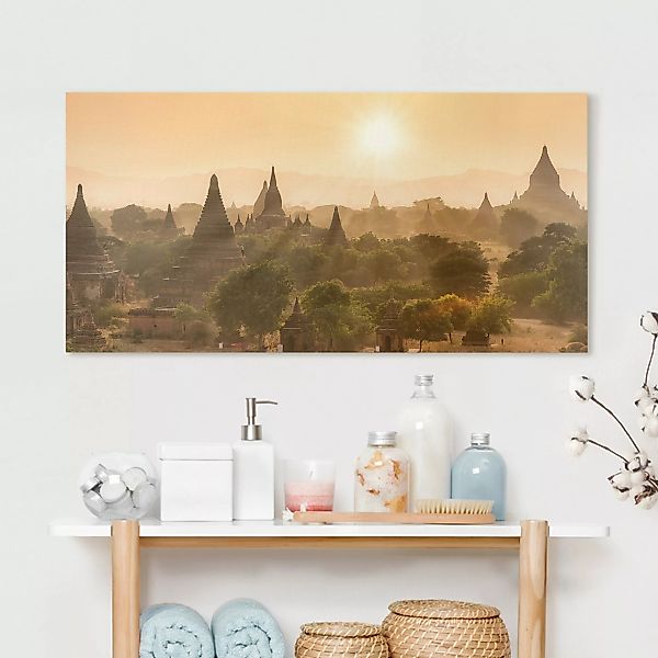 Leinwandbild Sonnenuntergang über Bagan günstig online kaufen
